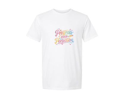 brand:Generic|color:White|Progress Over Perfection Inspirational 2 Graphic T-Shirt