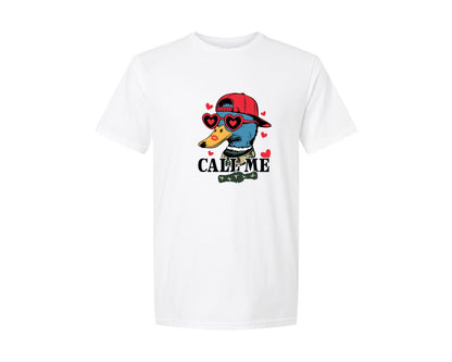 brand:Generic|color:White|Call Me Boys Valentines Duck Hunting Graphic T-Shirt
