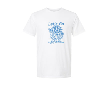 brand:Generic|color:White|Lets Go And Make Happy Memories Graphic T-Shirt