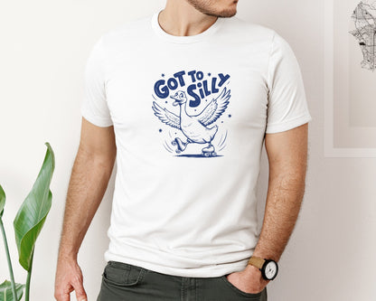 brand:Bella Canvas|color:White|Funny Goose Got Too Silly Design Graphic T-Shirt