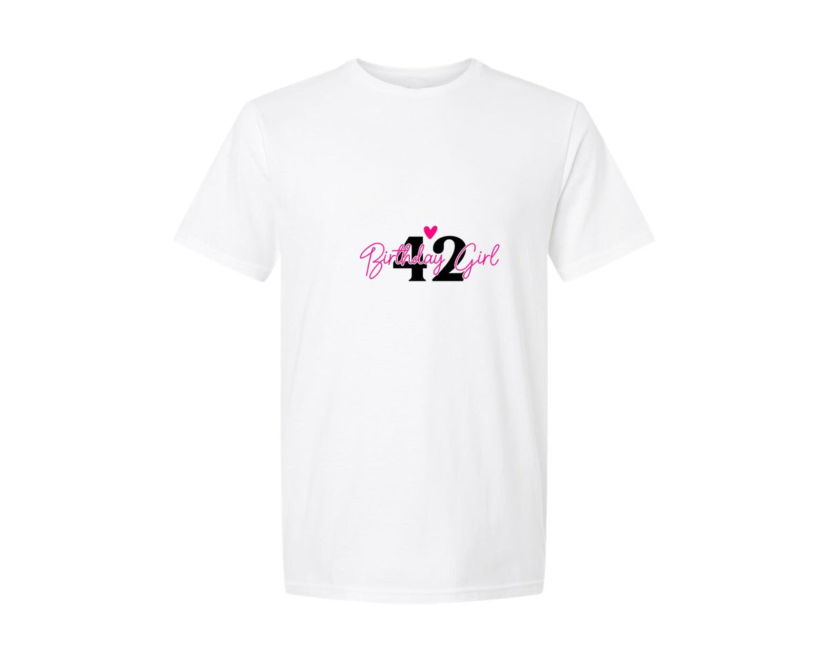 brand:Generic|color:White|42 Birthday Girl 2 Graphic T-Shirt