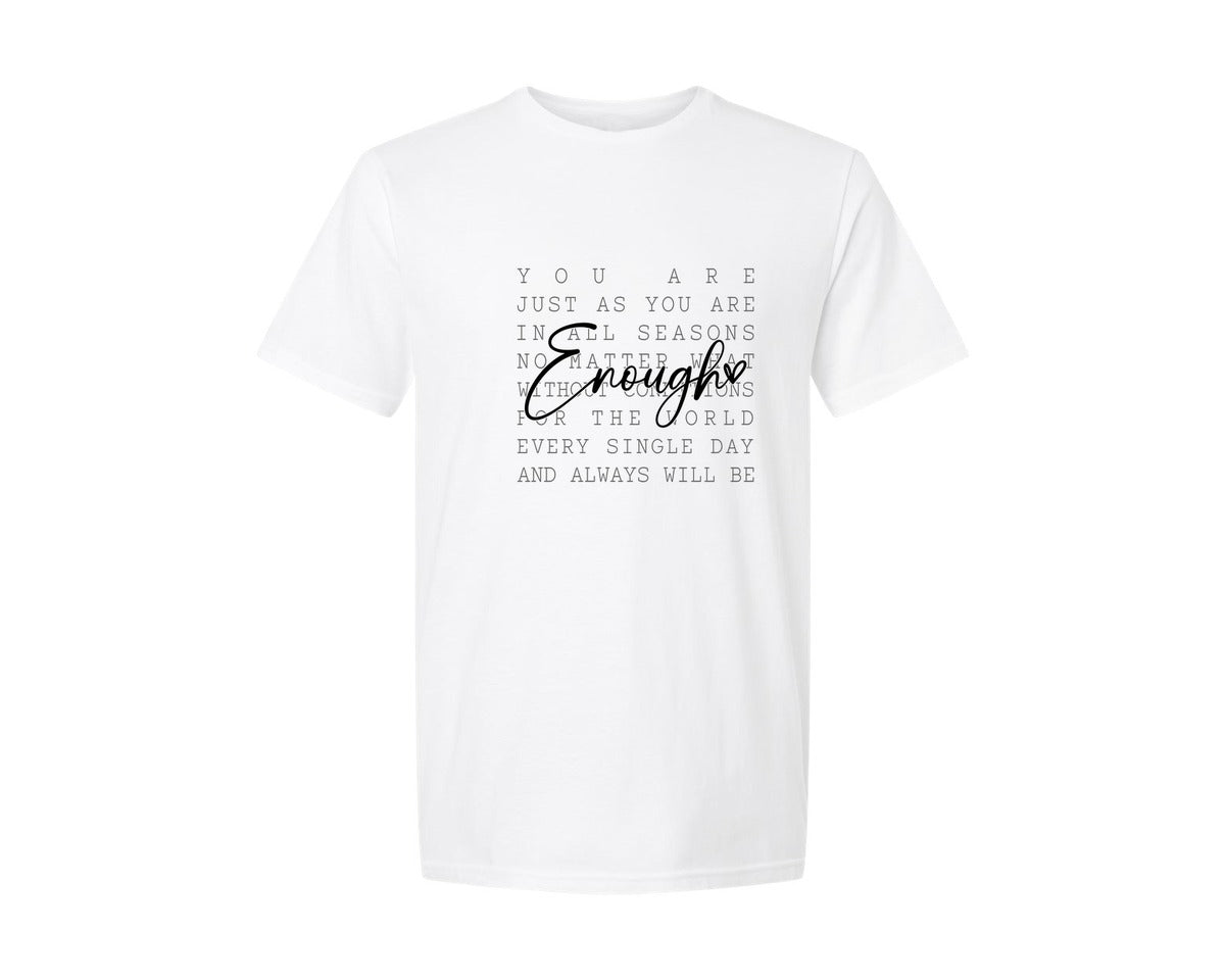 brand:Generic|color:White|Always Enough Inspirational Quote Graphic T-Shirt