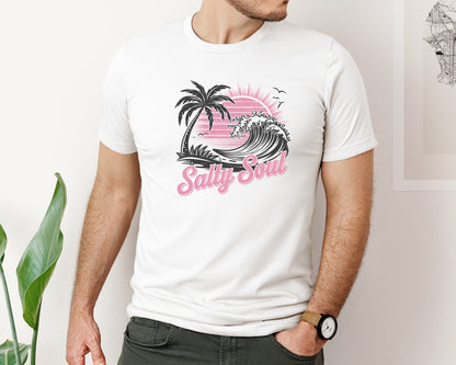 brand:Bella Canvas|color:White|Salty Soul Beach Summer Summer Graphic T-Shirt