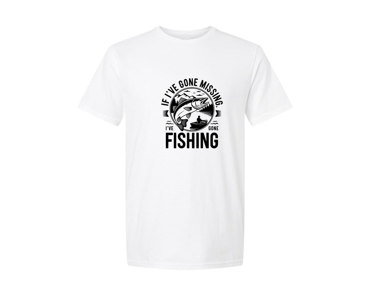 brand:Generic|color:White|If Ive Gone Missing Ive Gone Fishing T Graphic T-Shirt