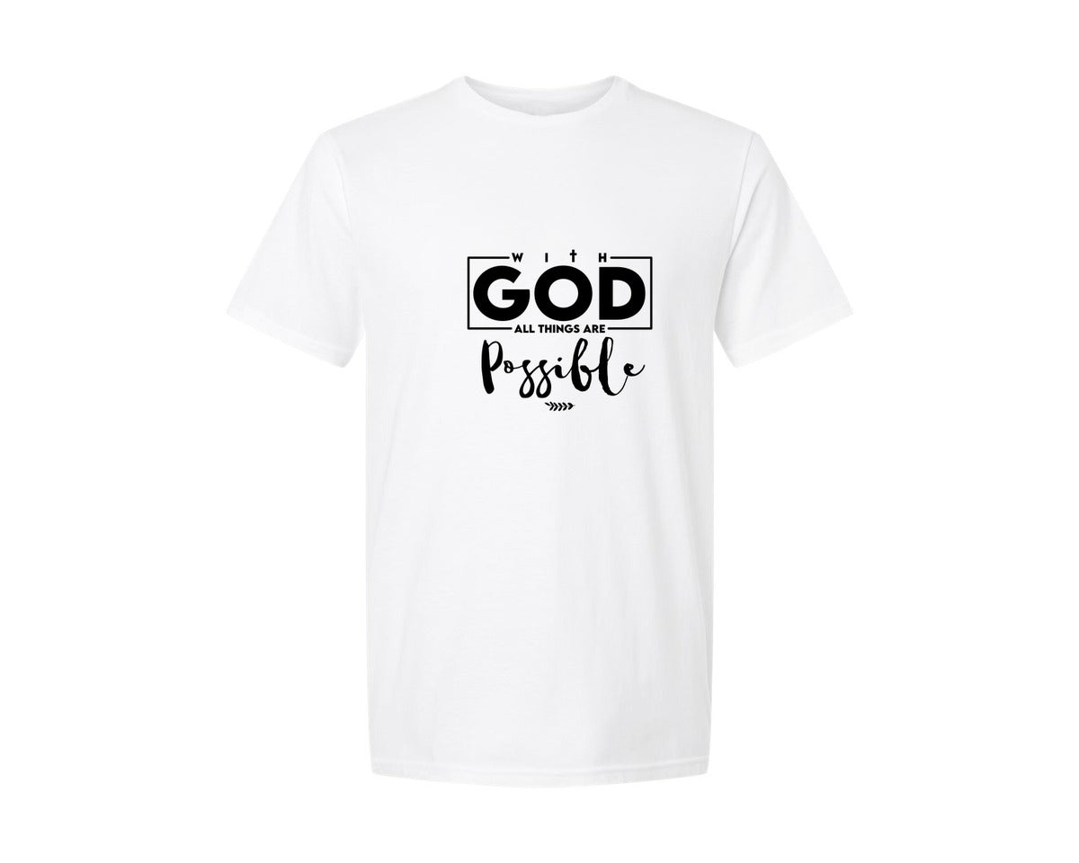 brand:Generic|color:White|With God All Things Are Possible 39 Graphic T-Shirt