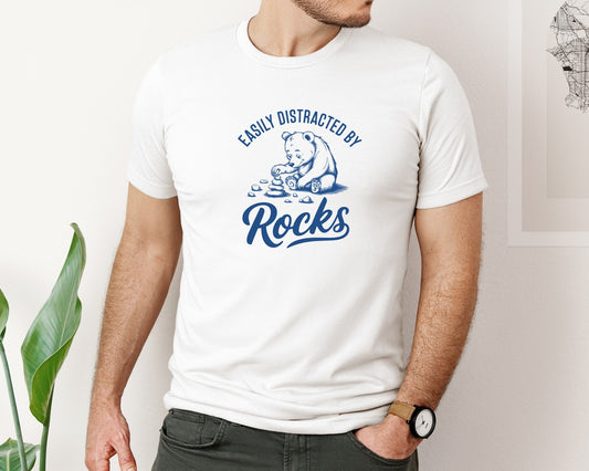 Easily Distracted By Rocks Design Graphic T-Shirt