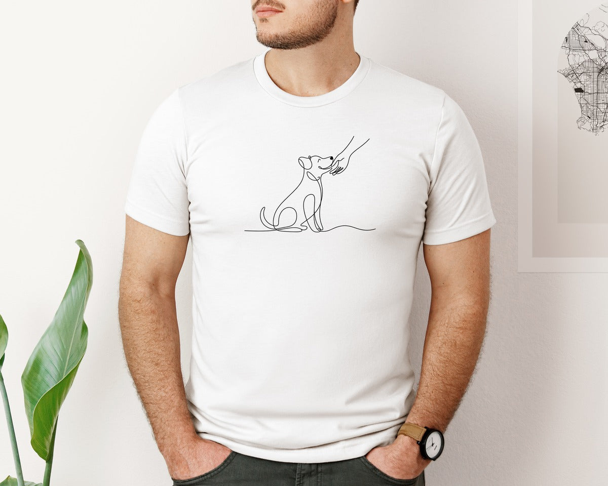 brand:Bella Canvas|color:White|Dog Lover Human Hand Dog Paw Shirt Graphic T-Shirt