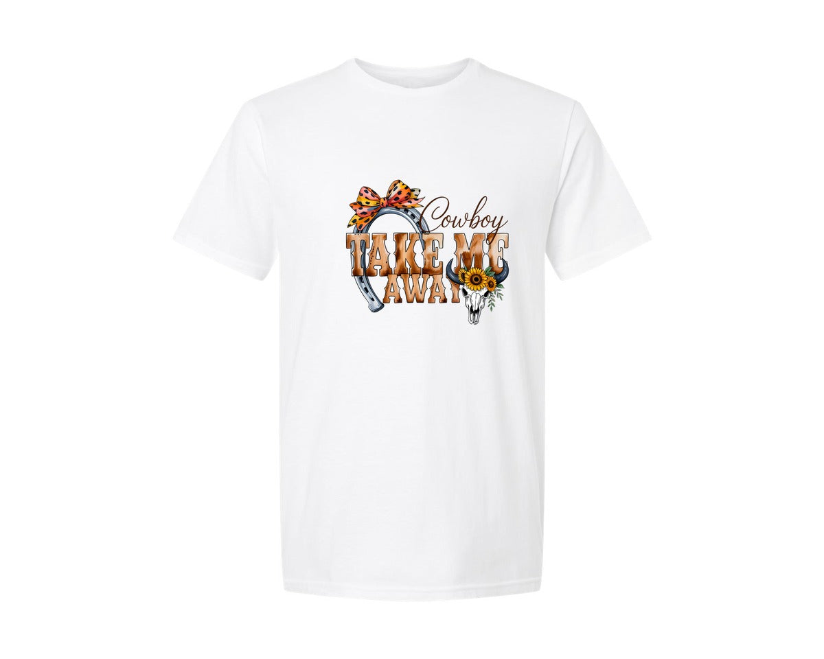 brand:Generic|color:White|Cowboy Take Me Away Graphic T-Shirt