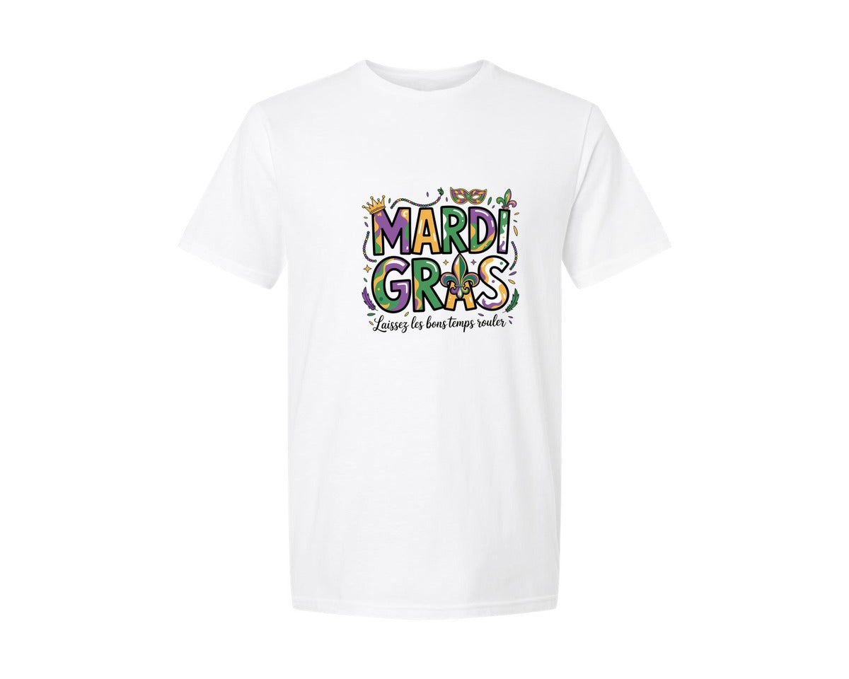 brand:Generic|color:White|Preppy Mardi Gras Mardi Gras 5 Graphic T-Shirt