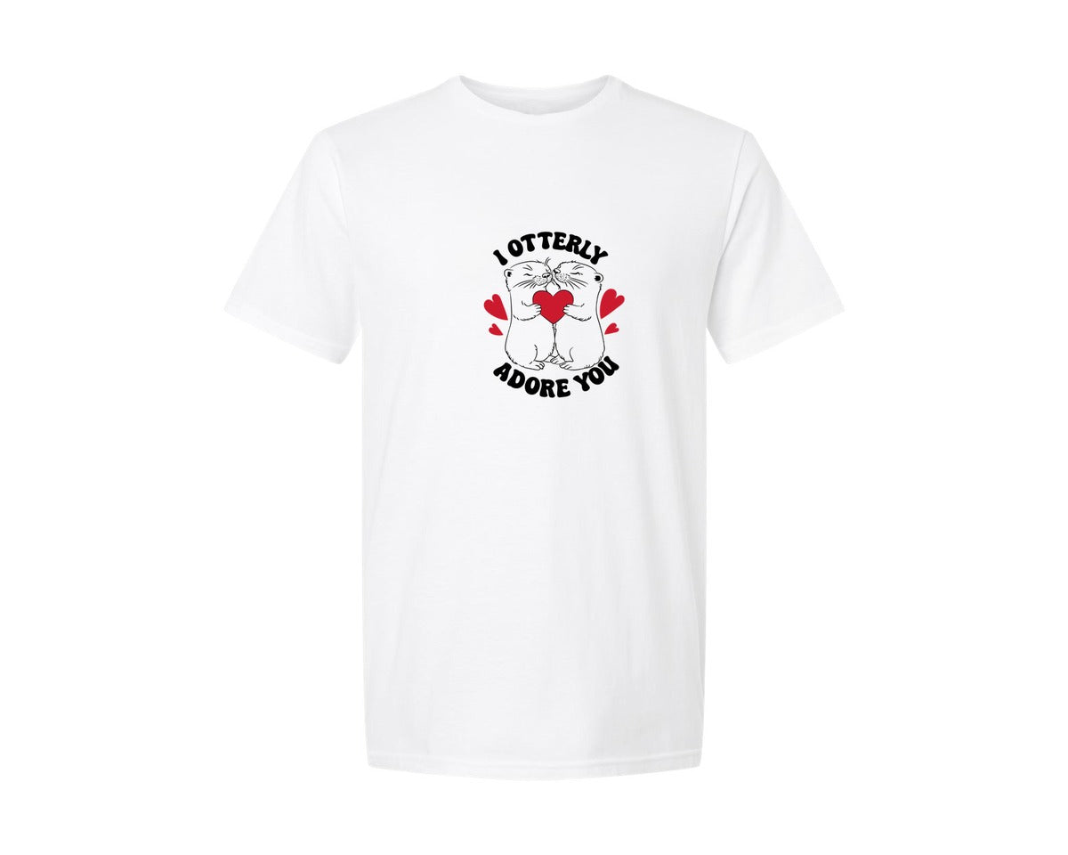 brand:Generic|color:White|Cute Otter Valentine Day Design Graphic T-Shirt