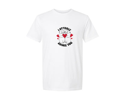 brand:Generic|color:White|Cute Otter Valentine Day Design Graphic T-Shirt