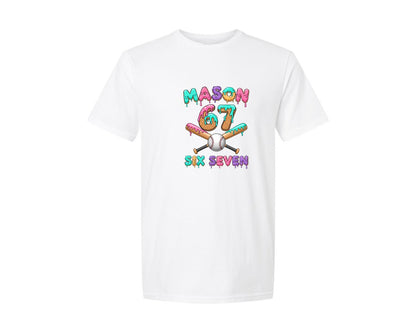 brand:Generic|color:White|Mason 67 Baseball Dripping Ice Cream Graphic T-Shirt