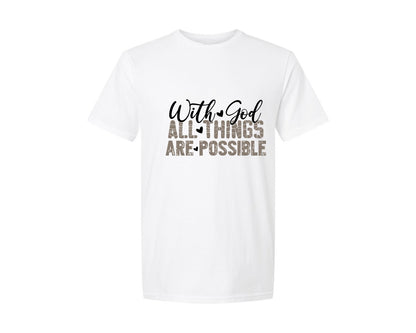brand:Generic|color:White|With God All Things Possible G O D Graphic T-Shirt
