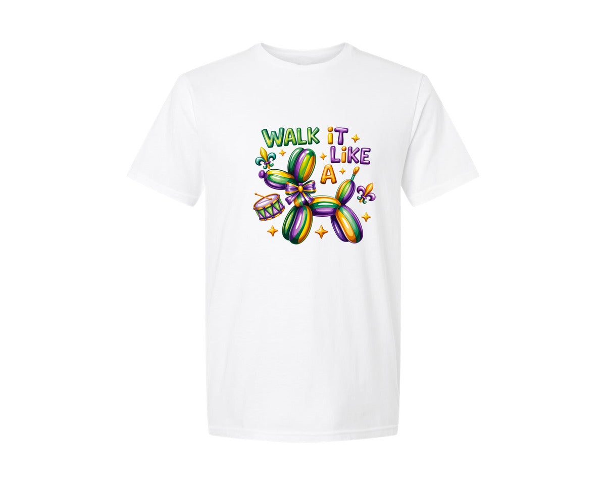 brand:Generic|color:White|Retro Mardi Gras Dog Glitter Shirt Graphic T-Shirt