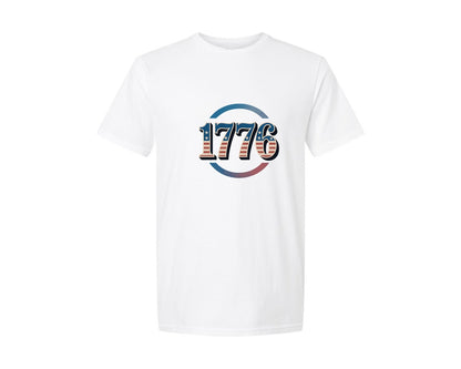 brand:Generic|color:White|1776 Flag Stars Patriotic Circle Graphic T-Shirt