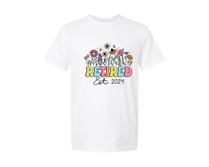 brand:Generic|color:White|Retired 2024 Retirement Dalmatian Graphic T-Shirt
