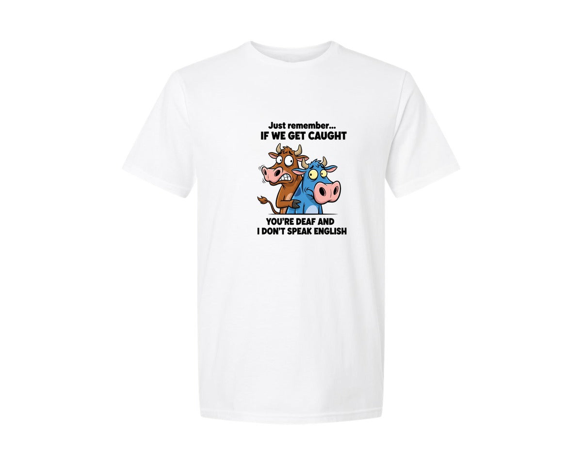 brand:Generic|color:White|Funny Cow If We Get Caught 5 Graphic T-Shirt