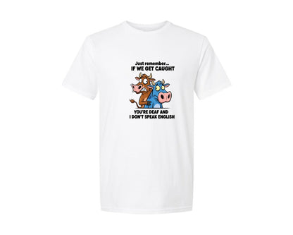brand:Generic|color:White|Funny Cow If We Get Caught 5 Graphic T-Shirt