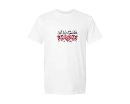 brand:Generic|color:White|One Love Teacher Valentine Graphic T-Shirt