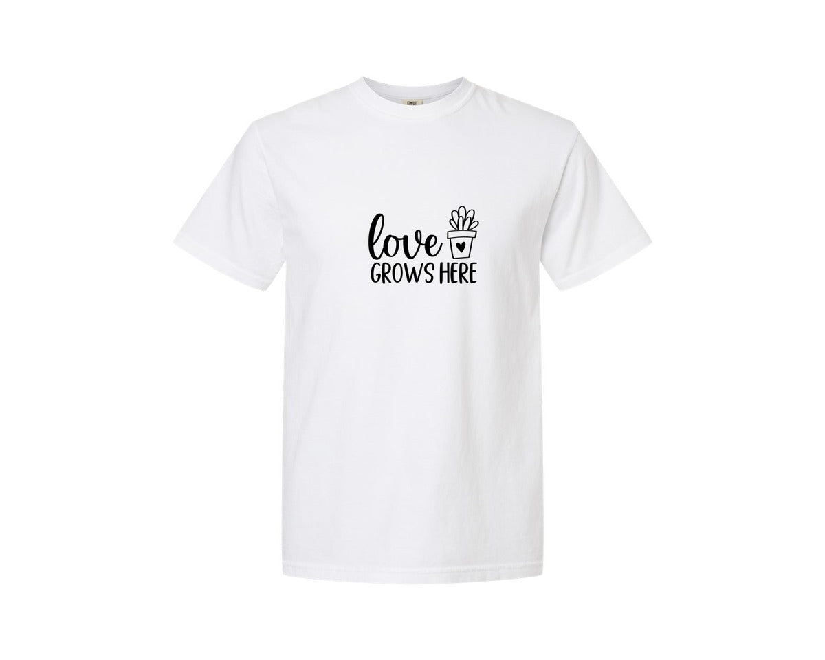 brand:Comfort Colors|color:White|Love Grows Here 133 Graphic T-Shirt