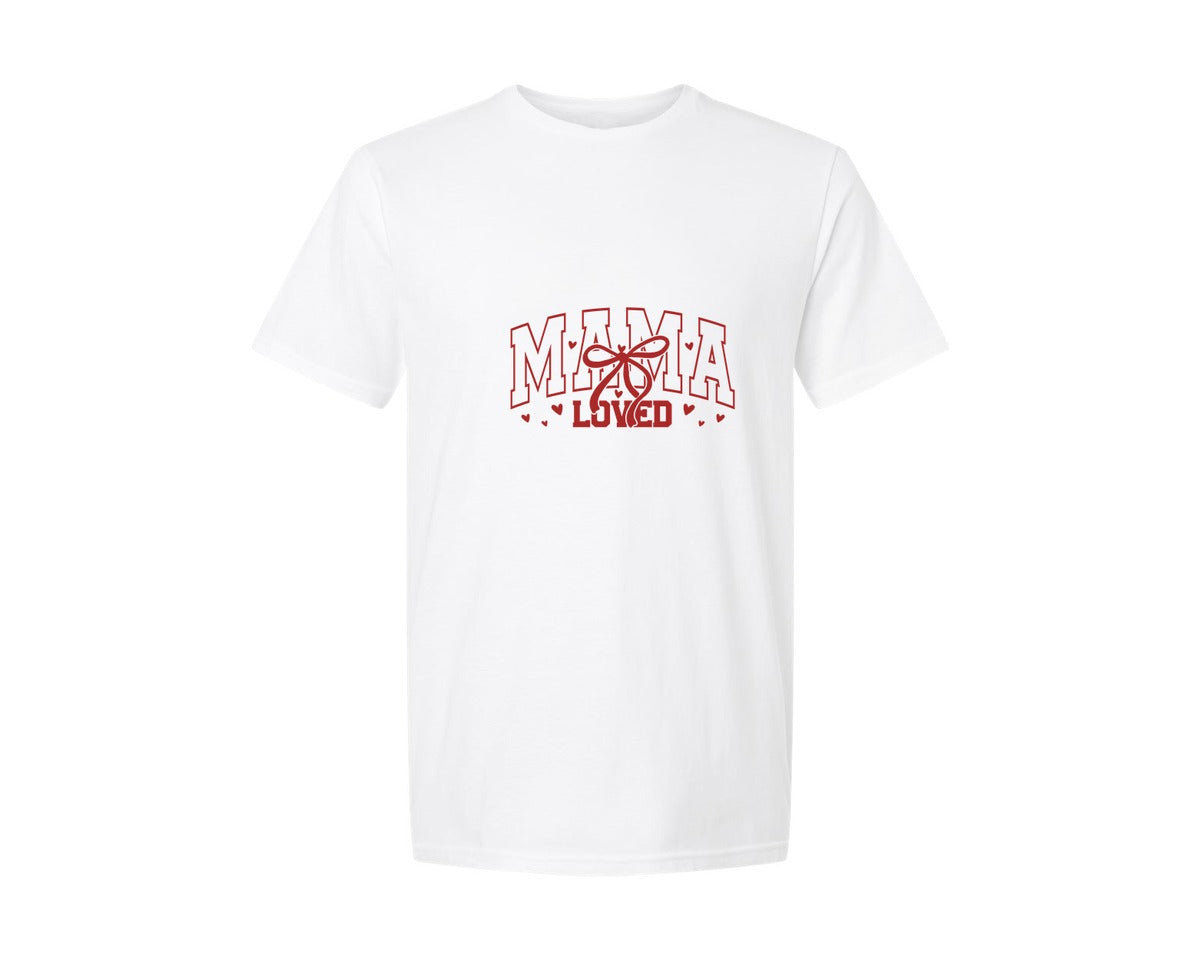 brand:Generic|color:White|Mama Checkered Bow Svgvalentine Graphic T-Shirt