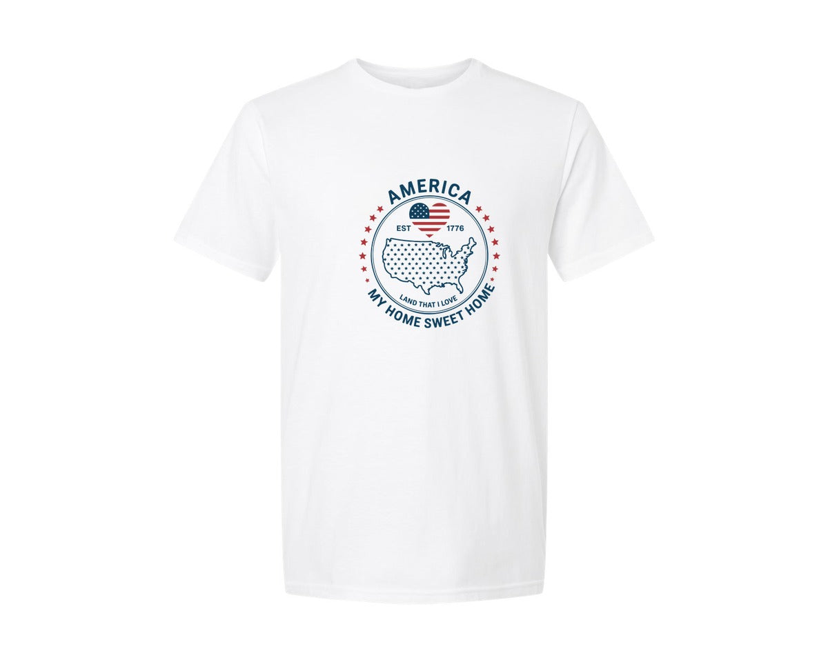 brand:Generic|color:White|America Land That I Love My Home Usa Graphic T-Shirt