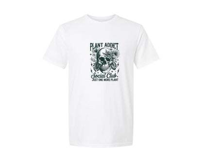 brand:Generic|color:White|Gothic Skull Plant Addict Club Graphic T-Shirt