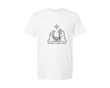brand:Generic|color:White|Marry Joseph And Baby Jesus With A Star Graphic T-Shirt