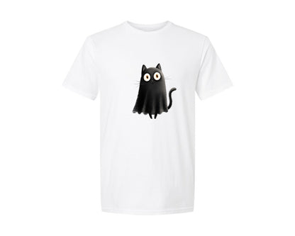 brand:Generic|color:White|Halloween Ghost And Cat 24 Graphic T-Shirt