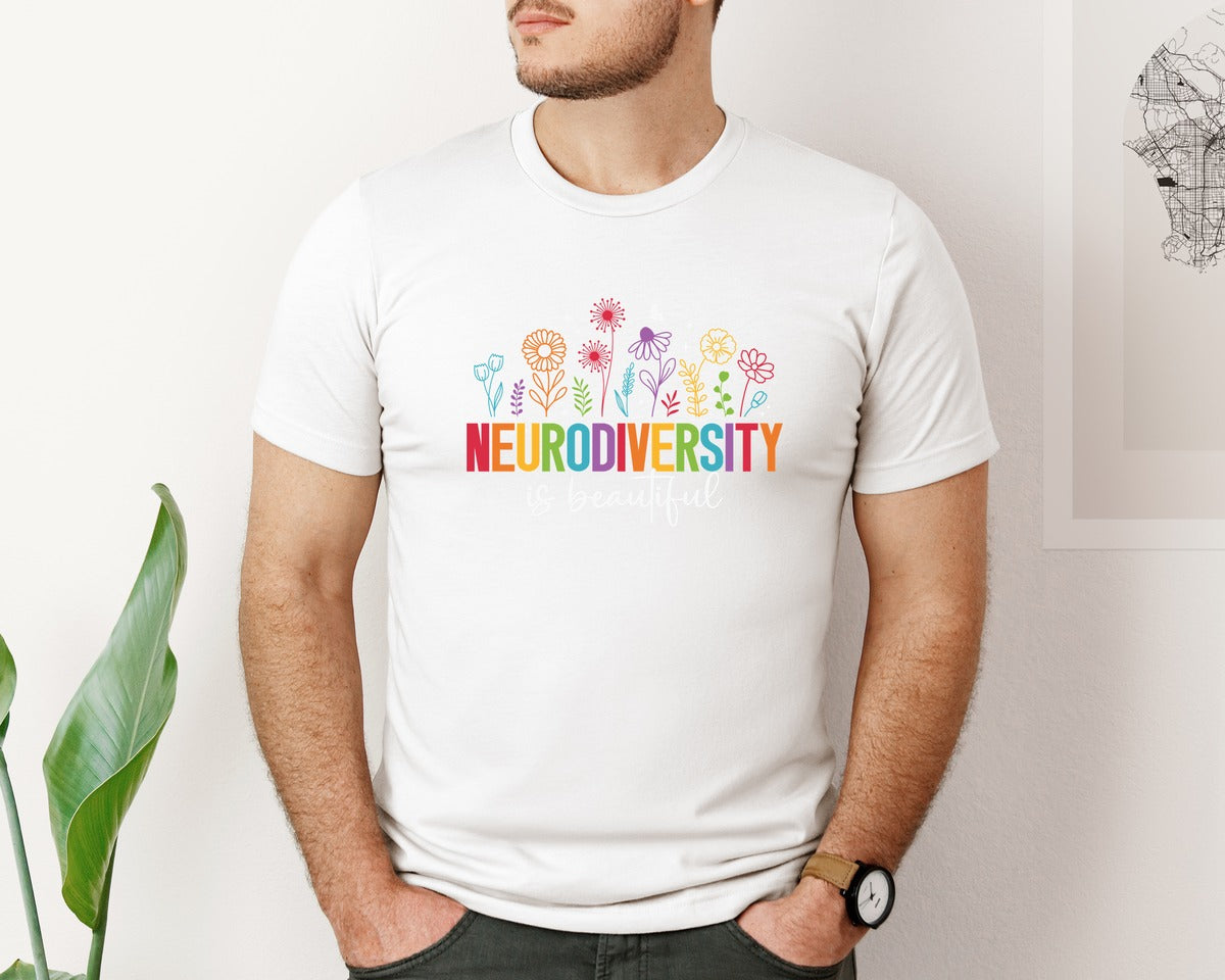 brand:Bella Canvas|color:White|Autism Neurodiversity Is Beautiful Graphic T-Shirt