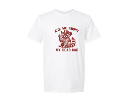 brand:Generic|color:White|Dead Dad Club Unhinged Meme Raccoon Graphic T-Shirt