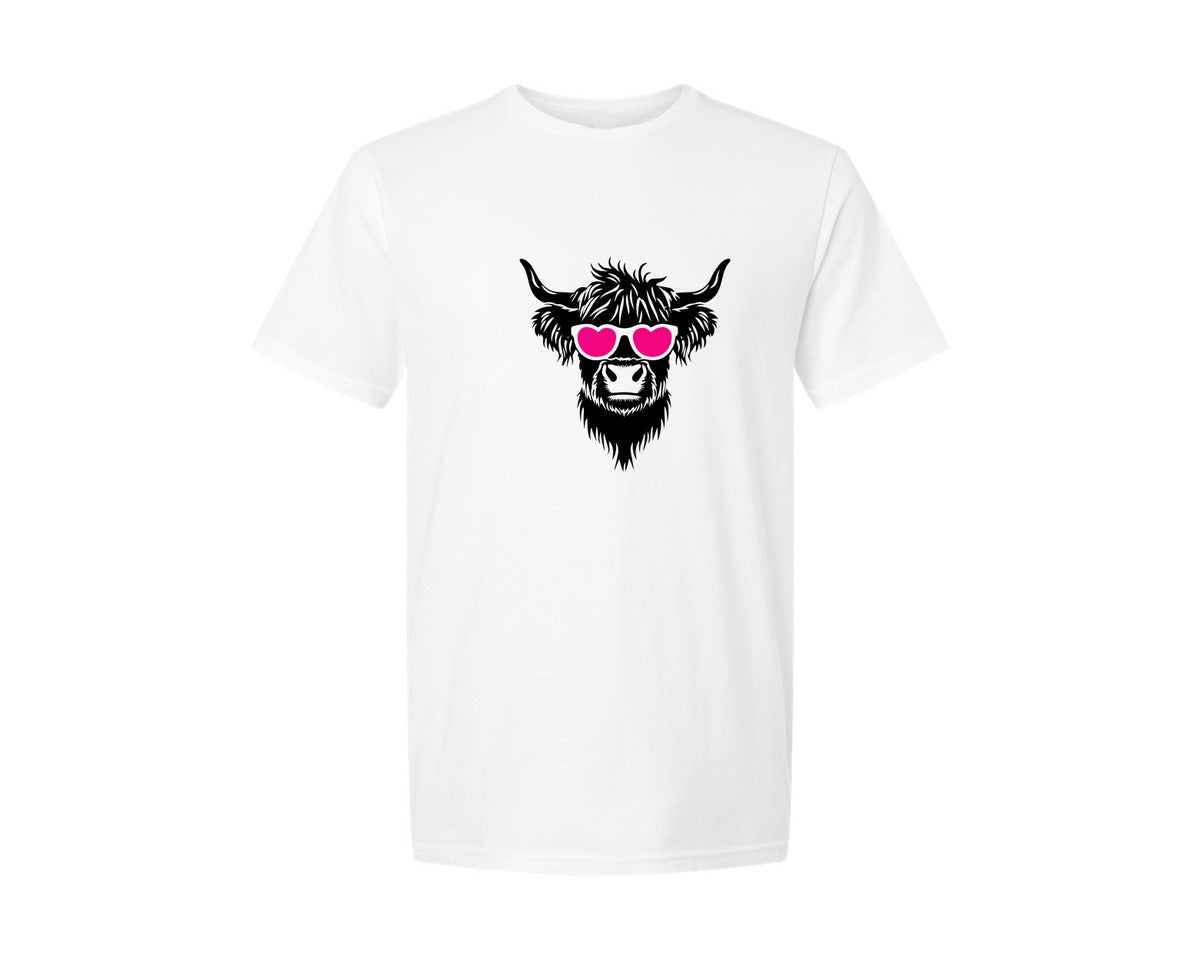 brand:Generic|color:White|Cute Highland Cow From Graphic T-Shirt
