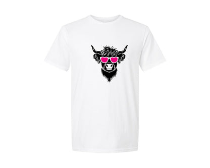 brand:Generic|color:White|Cute Highland Cow From Graphic T-Shirt