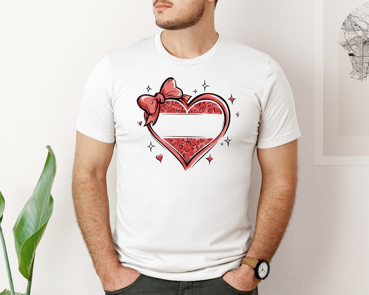 brand:Bella Canvas|color:White|Coquette Heart Split Monogram Graphic T-Shirt
