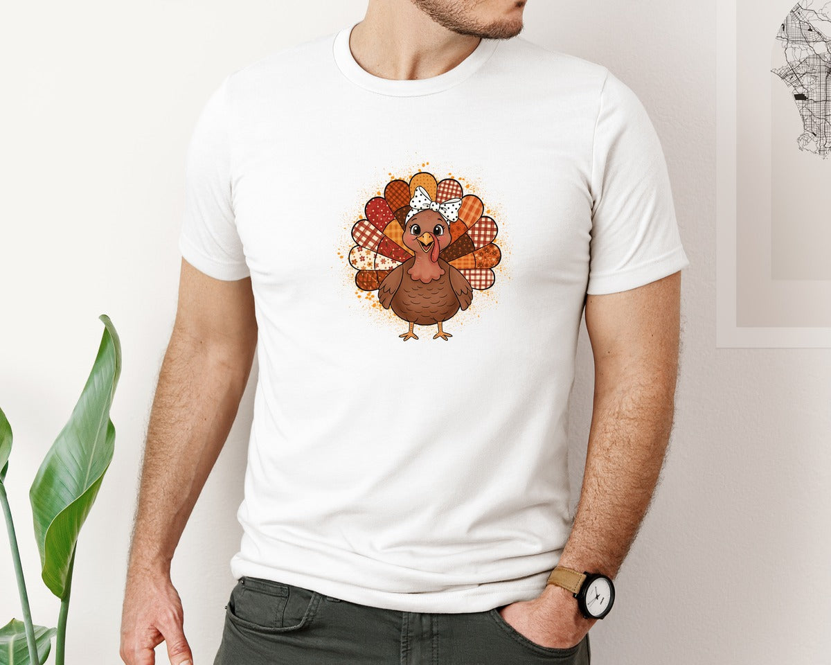 brand:Bella Canvas|color:White|Turkey Thanksgiving Graphic T-Shirt