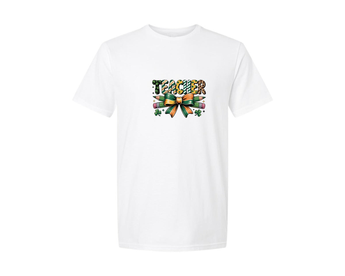 brand:Generic|color:White|St Patricks Day Teacher Graphic T-Shirt