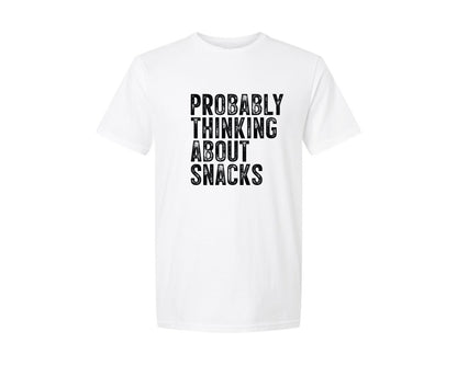 brand:Generic|color:White|Thinking About Snacks Graphic T-Shirt