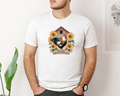 brand:Bella Canvas|color:White|Just A Girl Who Loves Chickens 8 Graphic T-Shirt