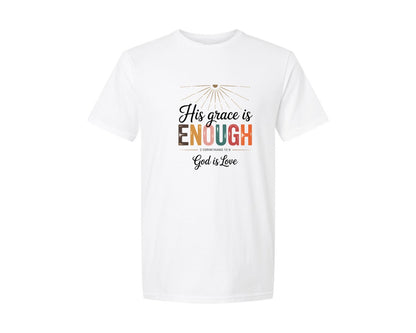 brand:Generic|color:White|His Grace Is Enough God Is Love Graphic T-Shirt
