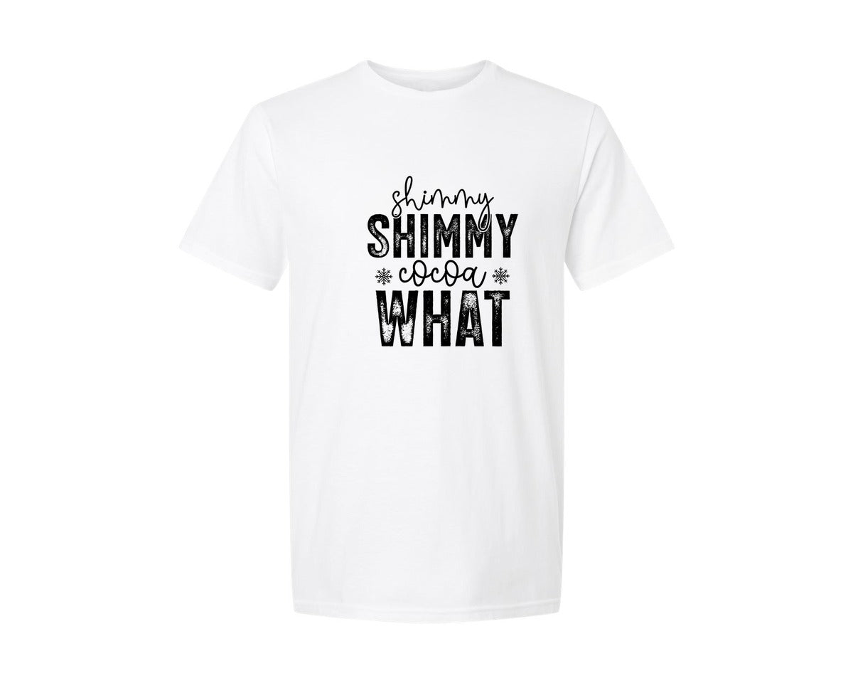 brand:Generic|color:White|Shimmy Cocoa What Christmas Graphic T-Shirt