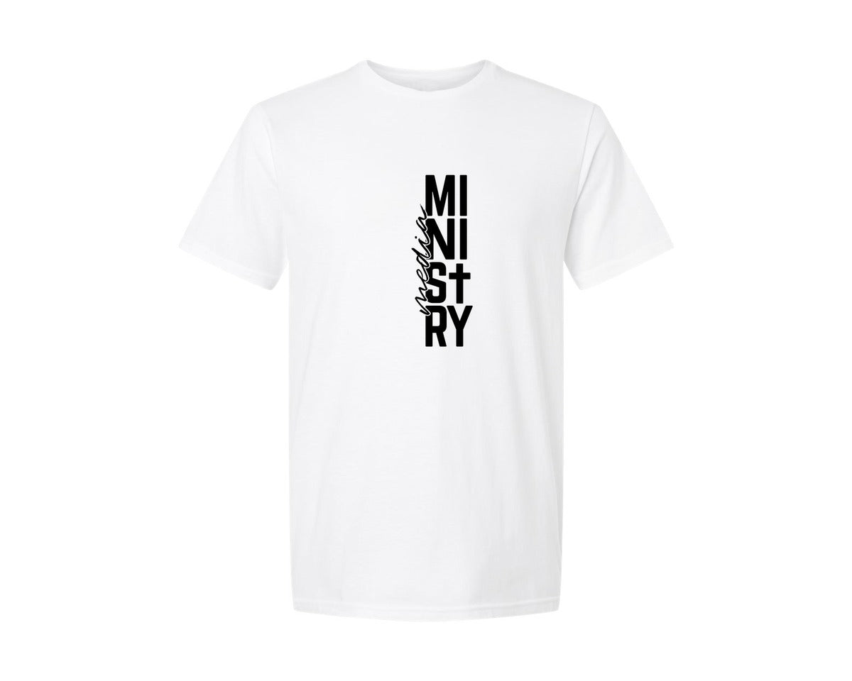 brand:Generic|color:White|Media Ministry Church Staff Graphic T-Shirt
