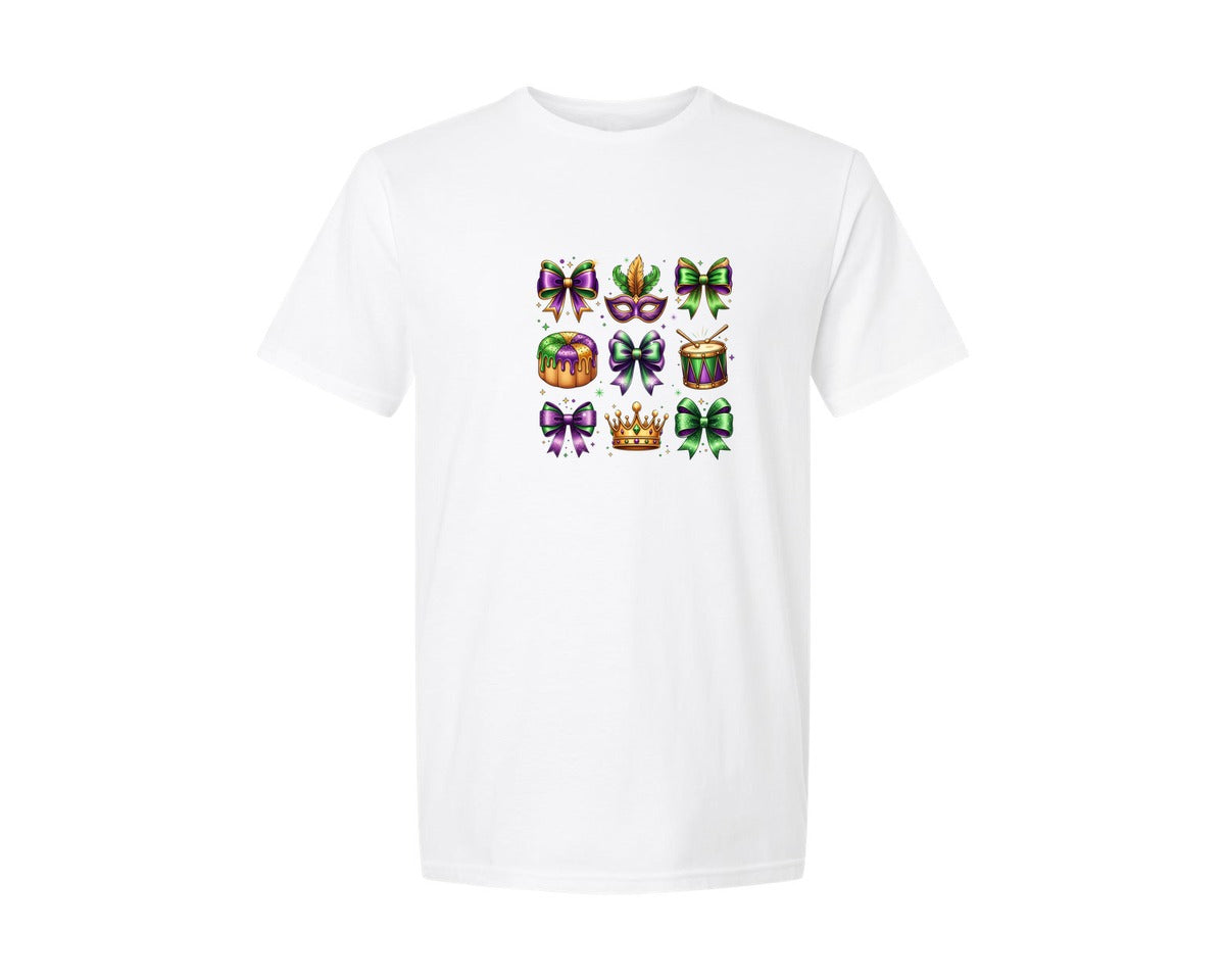 brand:Generic|color:White|Mardi Gras Coquette 3 Graphic T-Shirt