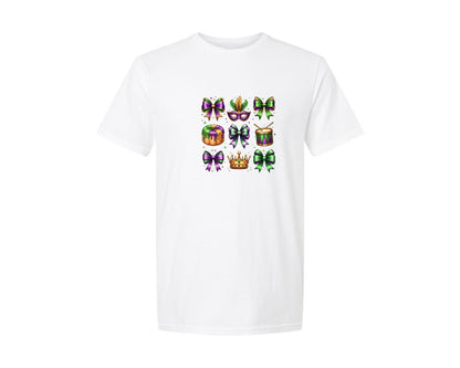 brand:Generic|color:White|Mardi Gras Coquette 3 Graphic T-Shirt
