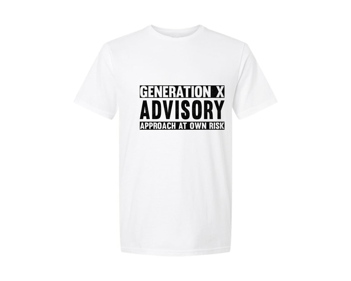 brand:Generic|color:White|Generation X Advisory Funny Gen Graphic T-Shirt