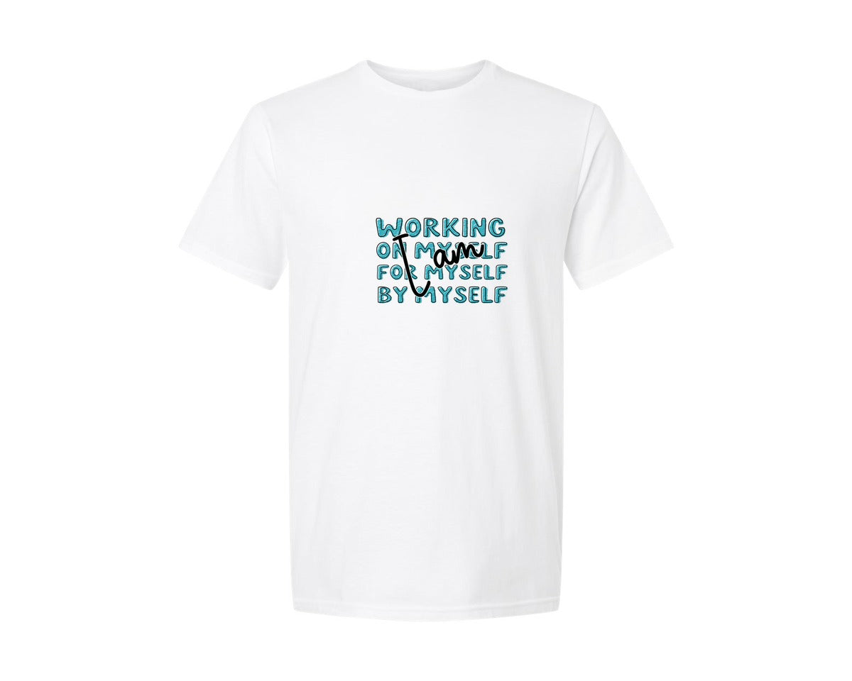 brand:Generic|color:White|I Am Working On Myself For Myself By Mys 8 Graphic T-Shirt
