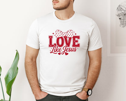 brand:Bella Canvas|color:White|Love Like Jesus Valentine 5 Graphic T-Shirt