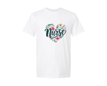 brand:Generic|color:White|Retro Nurse Floral Heart 2 Graphic T-Shirt