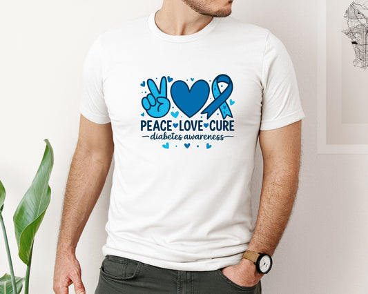 Peace Love Cure Diabetes Awareness 2 Graphic T-Shirt