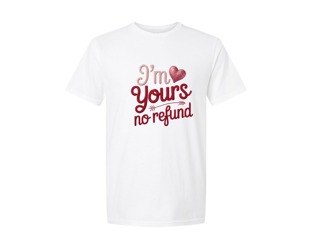 brand:Generic|color:White|Knitted Im Yours No Refund Valentine 2 Graphic T-Shirt