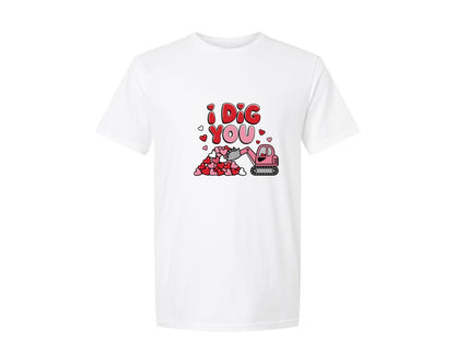 brand:Generic|color:White|Adorable I Dig You Design Graphic T-Shirt